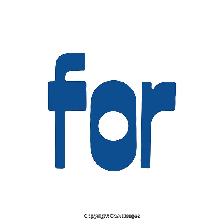 Blue Stylized Word 'For' on a White Background