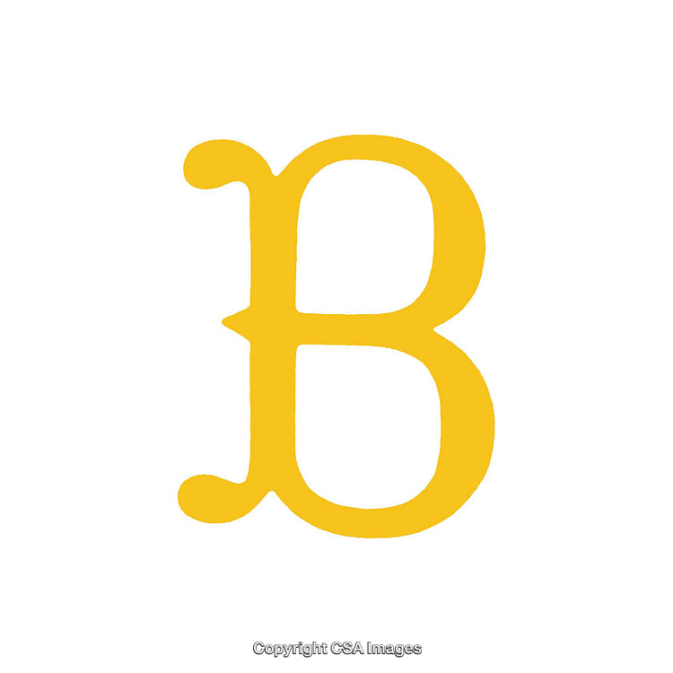 Elegant Yellow Letter B Displayed Against a Clean White Background