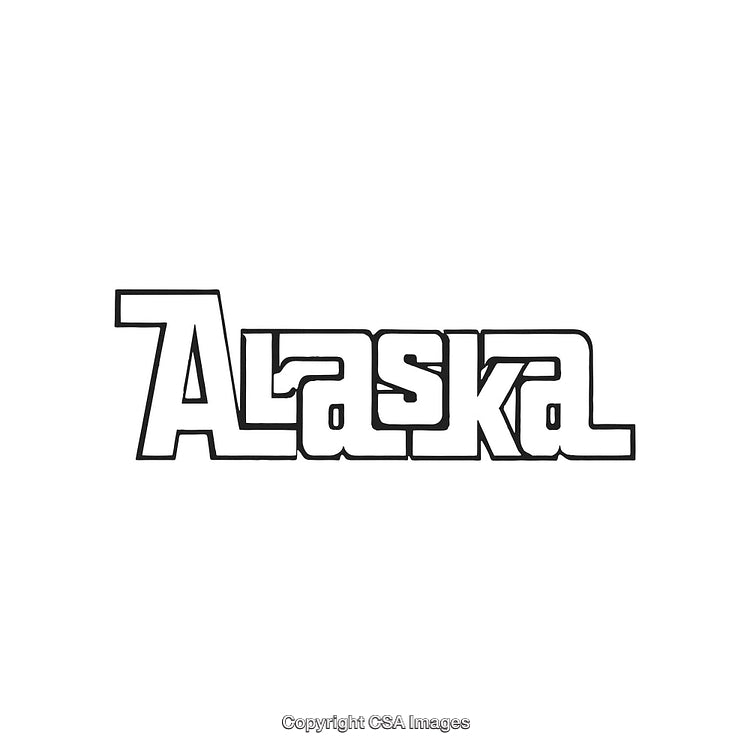 Bold Outline Branding Typography Depicting the Word Alaska in Monochrome