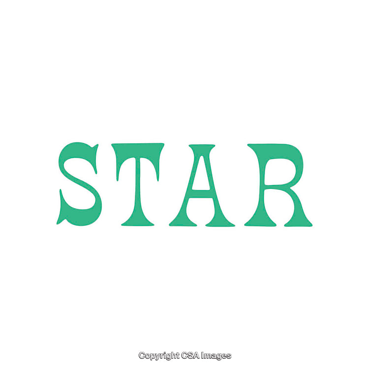 Isolated Green Text Featuring the Word 'STAR' on White Background