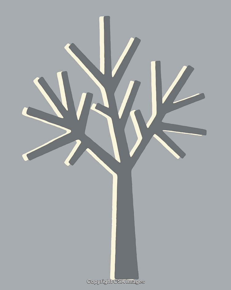Abstract Minimalist Illustration of a Tree with Branches on Grey Background