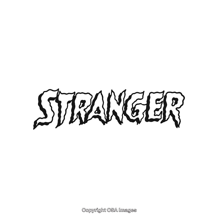 Distorted Black Text Style Art Depicting the Word Stranger on White Background