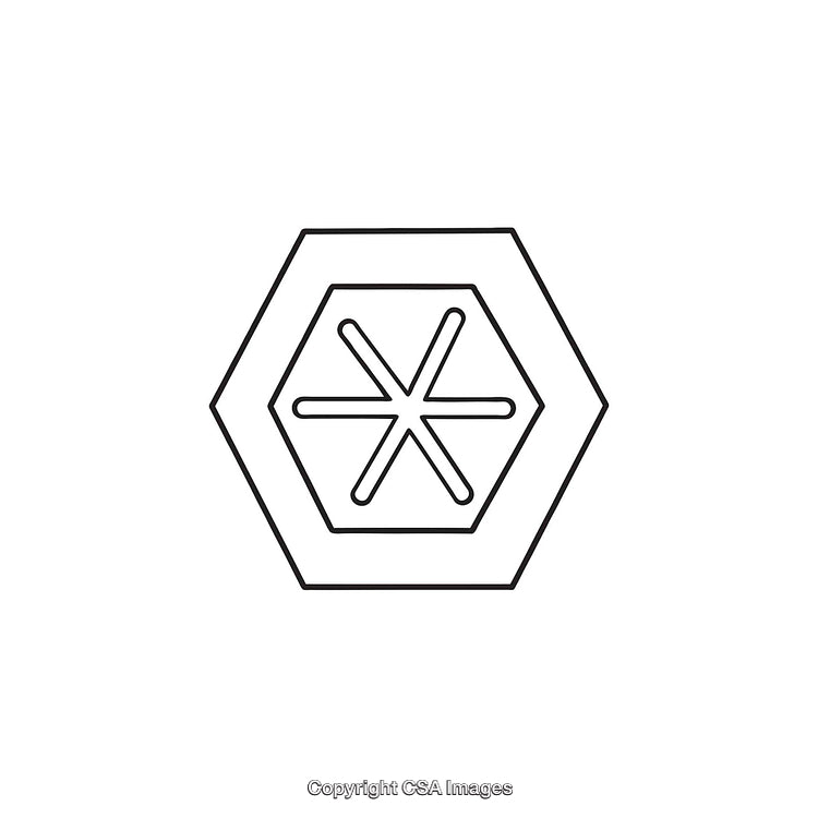 Simple Hexagonal Design Featuring a Central Star Symbol in Black Outline