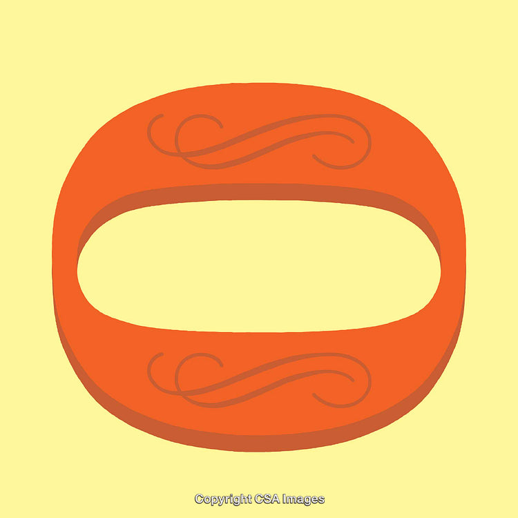 Illustration of the Letter O Featuring Decorative Elements on a Yellow Background
