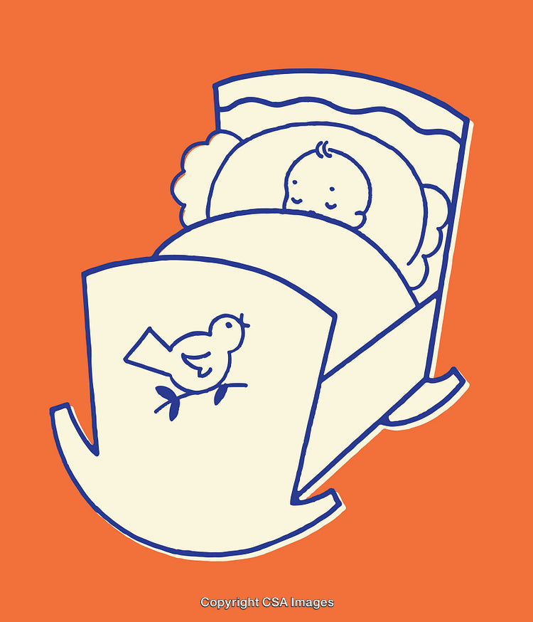 Illustration of Baby Sleeping Peacefully in a Rocking Cradle