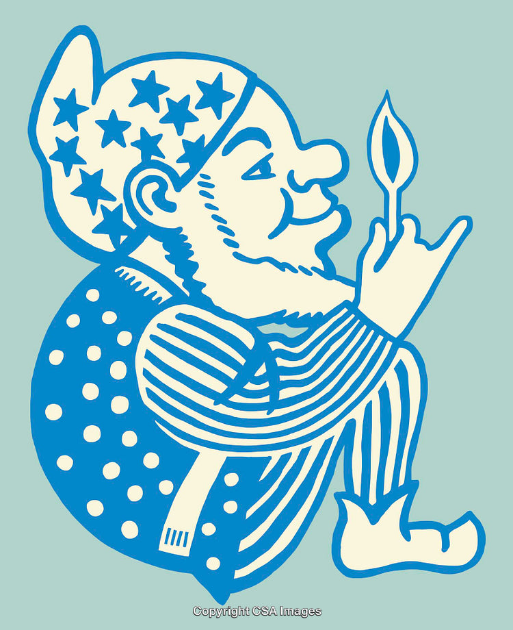 Playful Pirate Holding a Flame in Hand Drawn Illustration