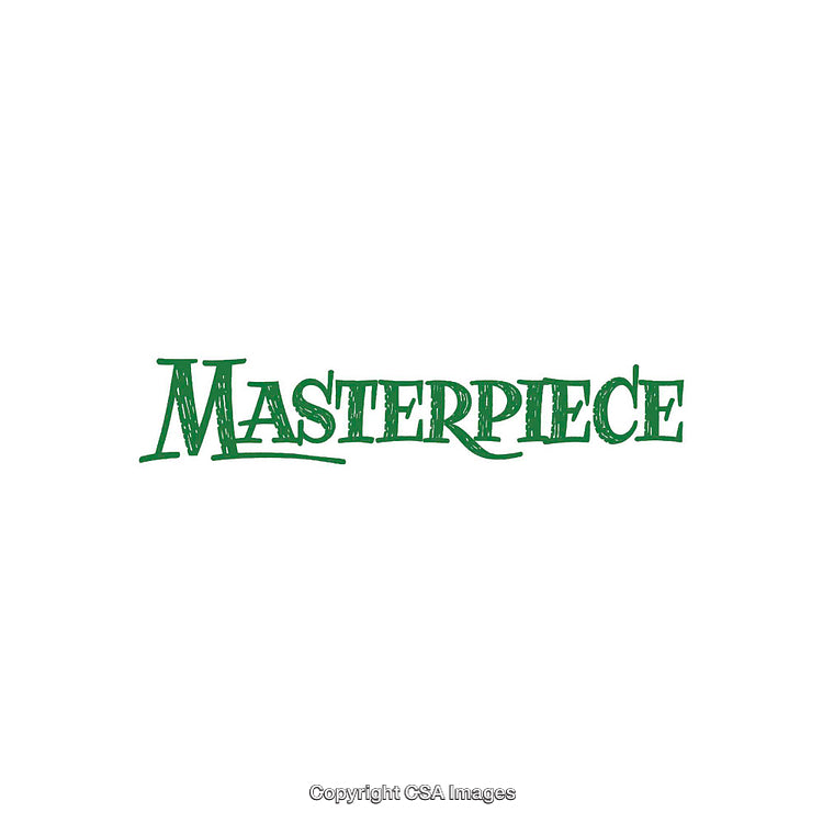 Elegant Green Typography Logo Featuring the Word Masterpiece on White