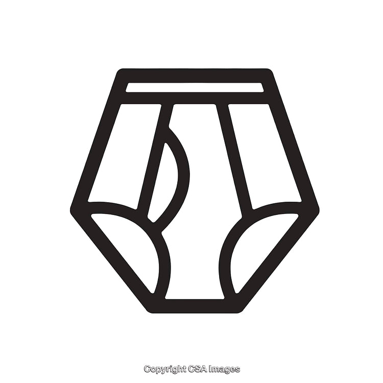 Black and White Line Art Icon Illustration of Diaper Design