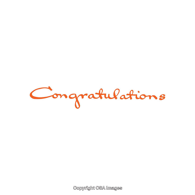 Orange Handwritten Congratulations Text On White Background