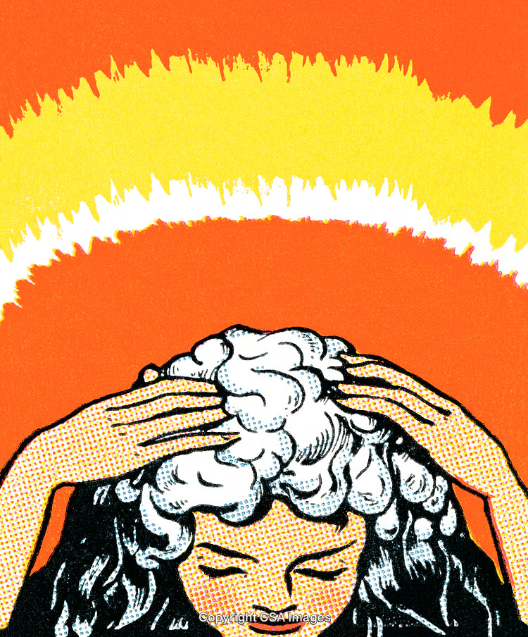 Retro Illustration of Hair Care with Vibrant Colors