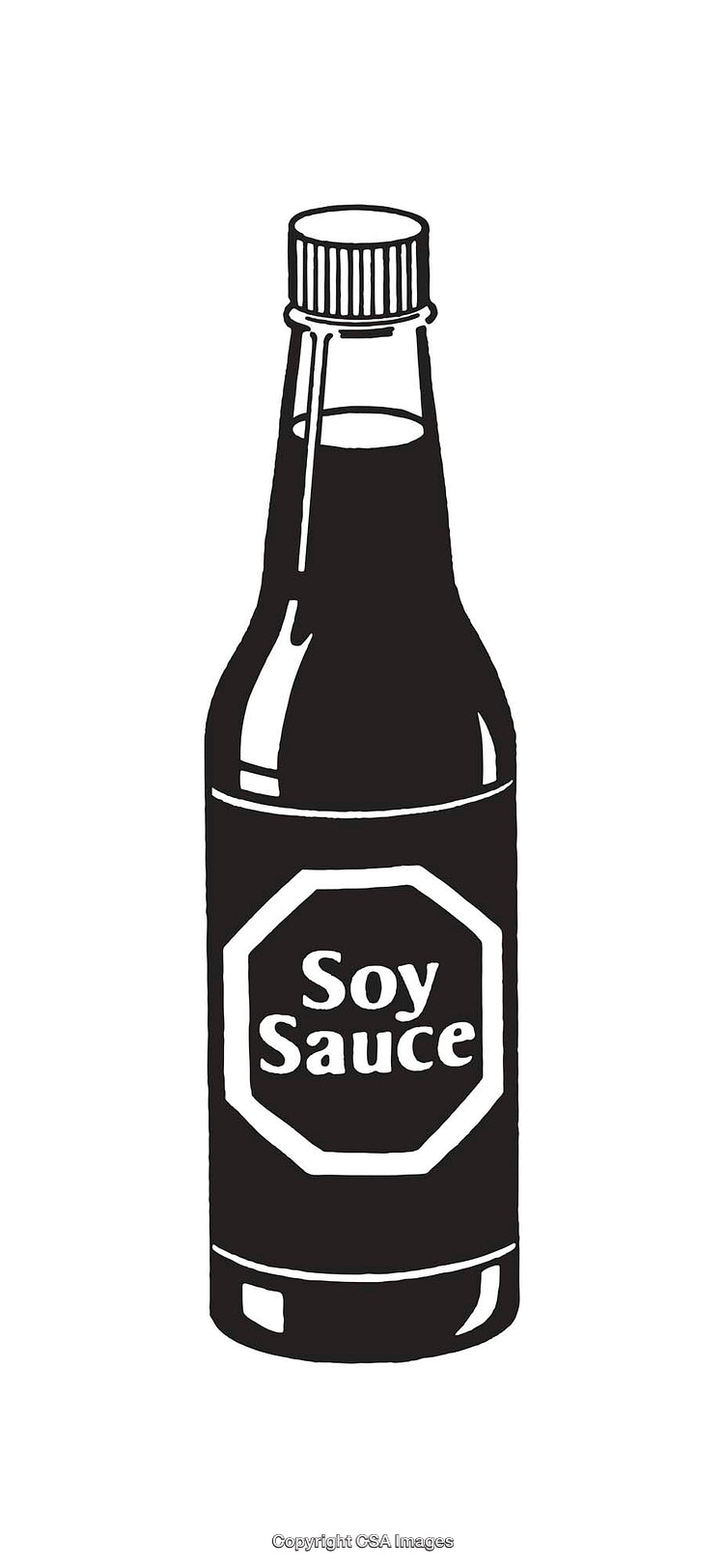 Black and White Illustration of a Soy Sauce Bottle
