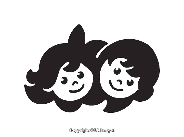 Black and White Line Art of Smiling Cartoon Faces