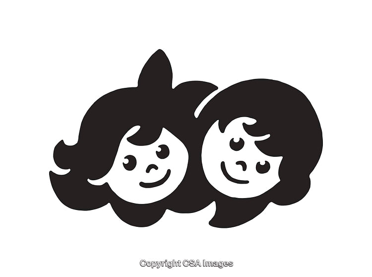 Black and White Line Art of Smiling Cartoon Faces