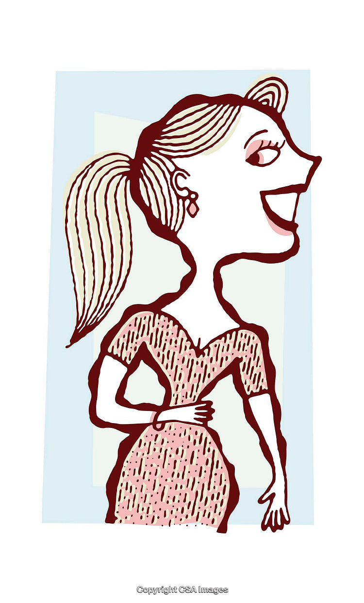 Colorful Cartoon Illustration of a Cheerful and Expressive Woman