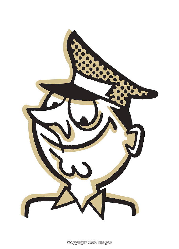 Vintage Style Illustration of Smiling Officer in Uniform and Cap
