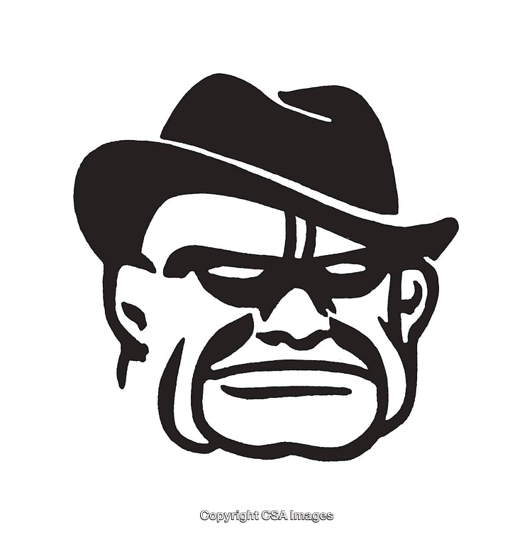 Black And White Line Art Illustration of a Strong-Looking Stranger