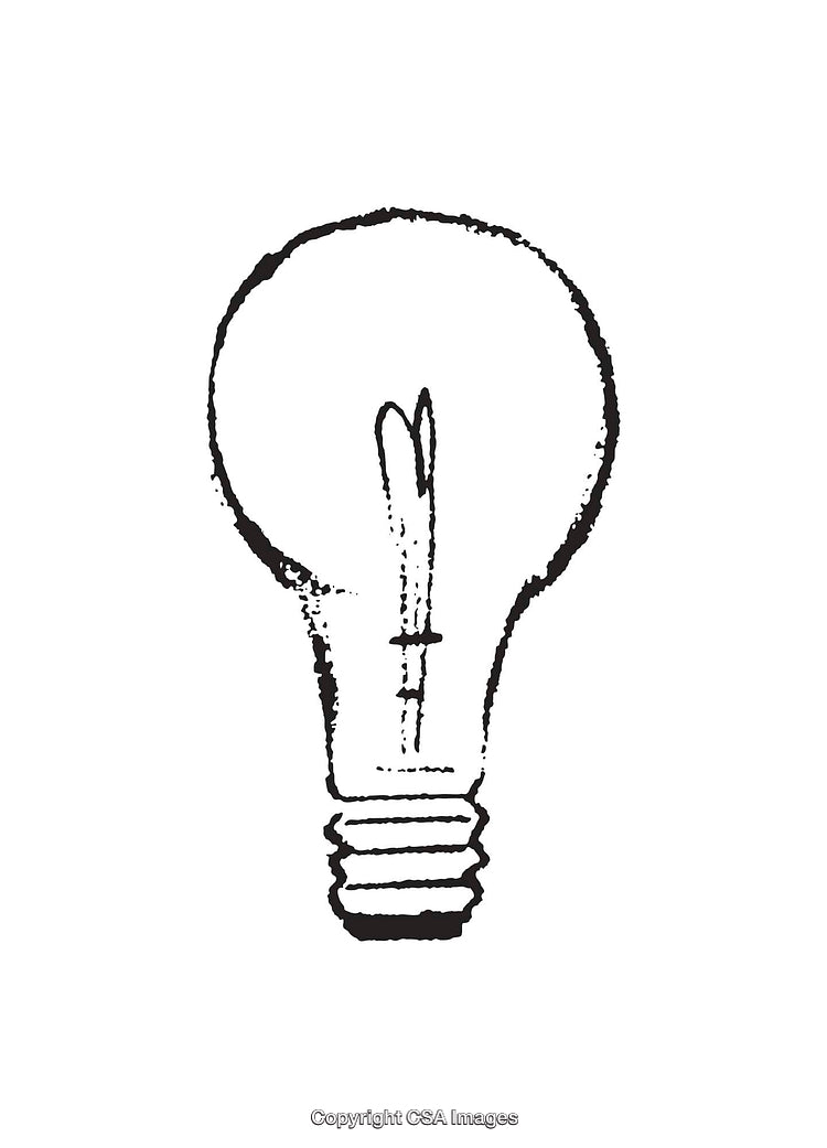 Black And White Line Art Illustration of a Light Bulb