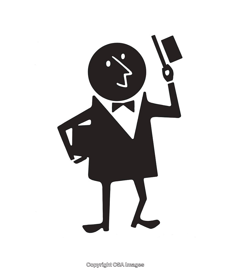 Monochrome Illustration of a Gentleman Tipping Hat in Polite Gesture