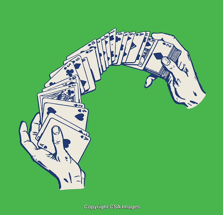 Illustration of Playing Card Deck Displayed in a Skilled Hand Arrangement