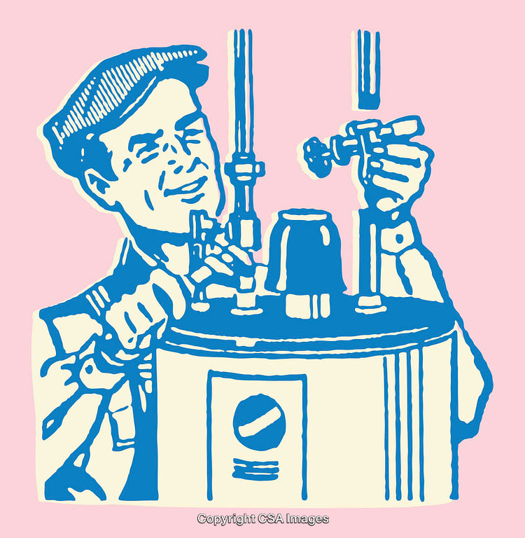 Retro Styled Illustration of a Mechanic Working on Equipment