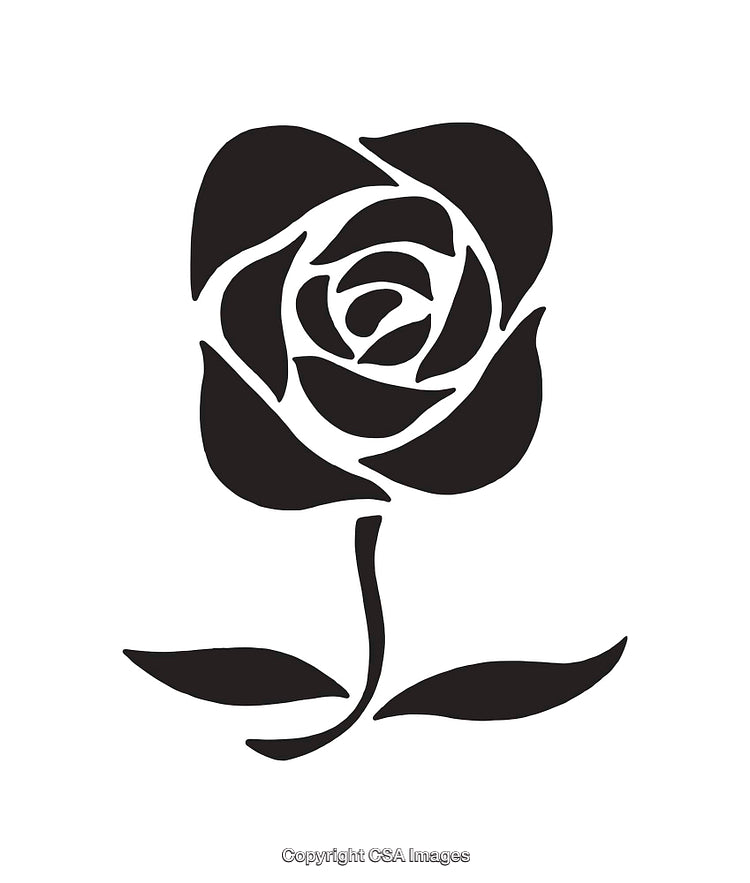 Black and White Line Art of Stylized Rose Illustration