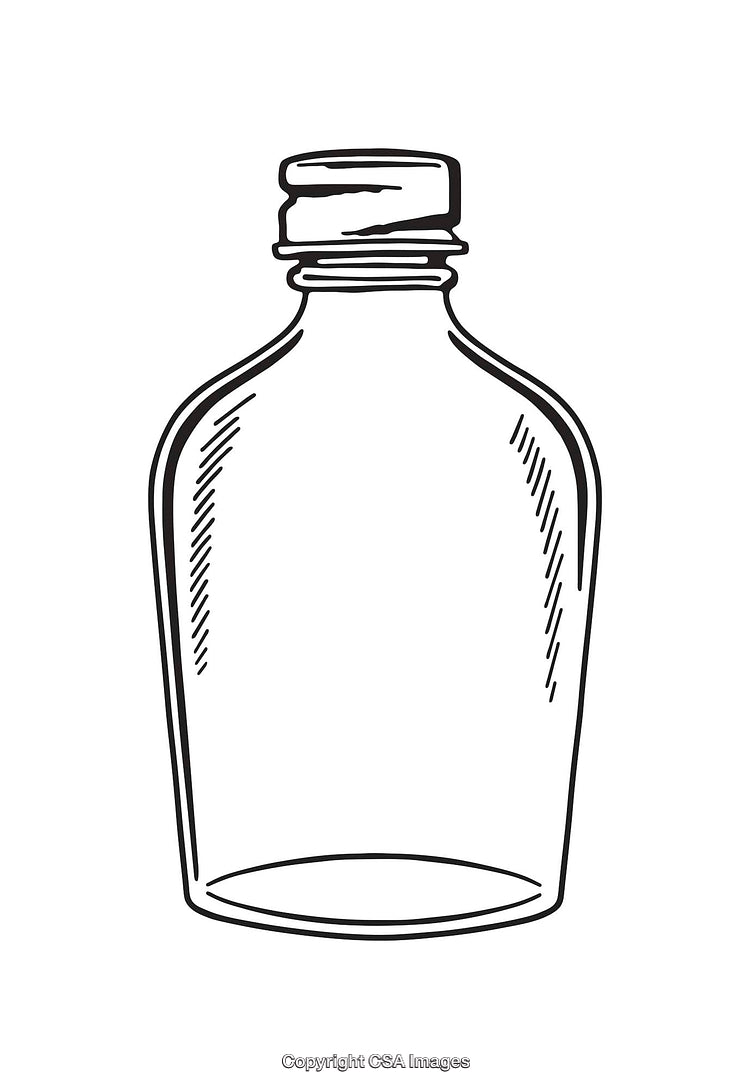 Black And White Line Art Illustration of Elegant Decorative Glass Bottle