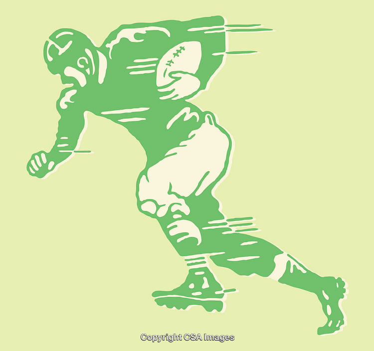 Vintage Inspired Football Player Line Art Illustration in Action Pose