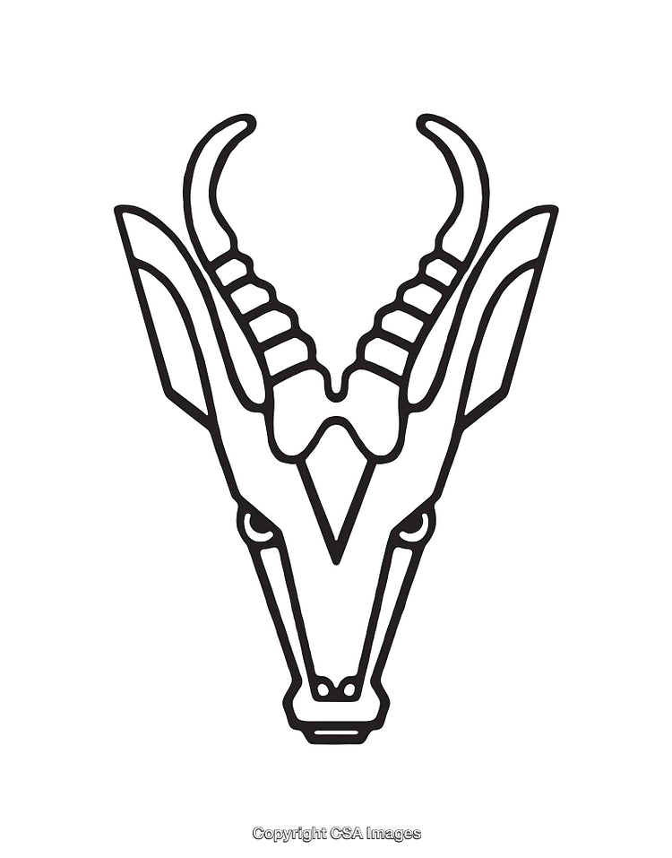 Minimalist Black and White Line Art Antelope Head Design