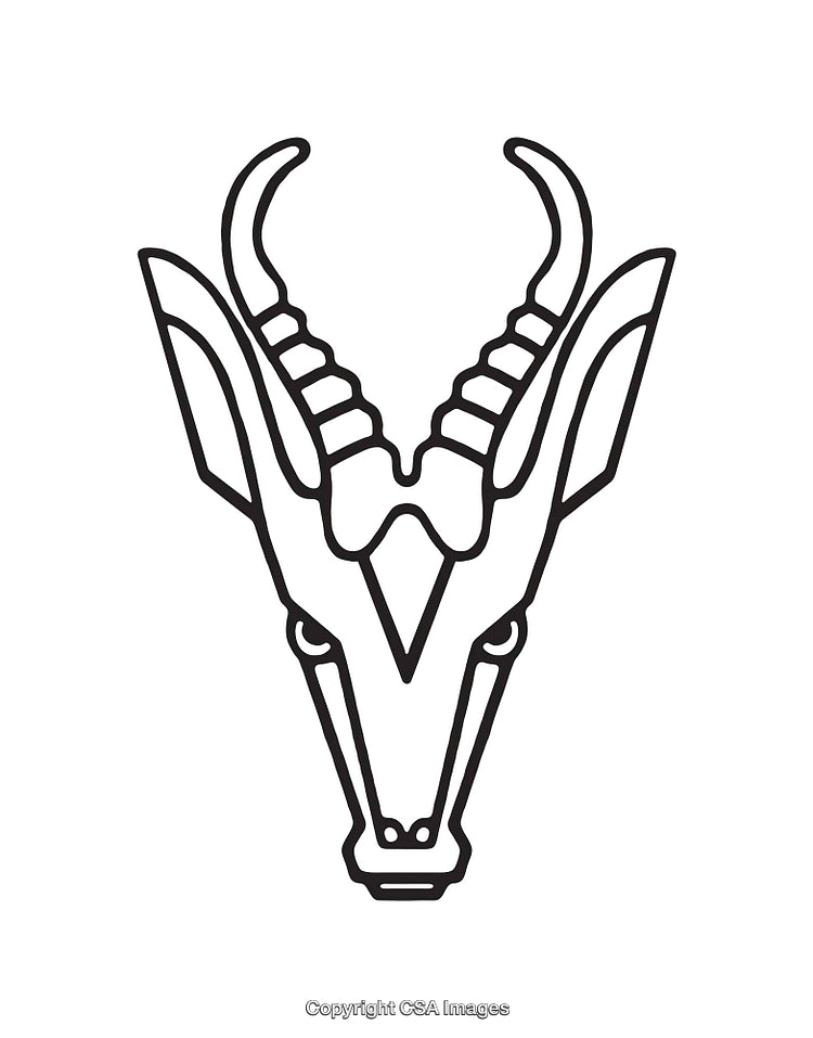 Minimalist Black and White Line Art Antelope Head Design