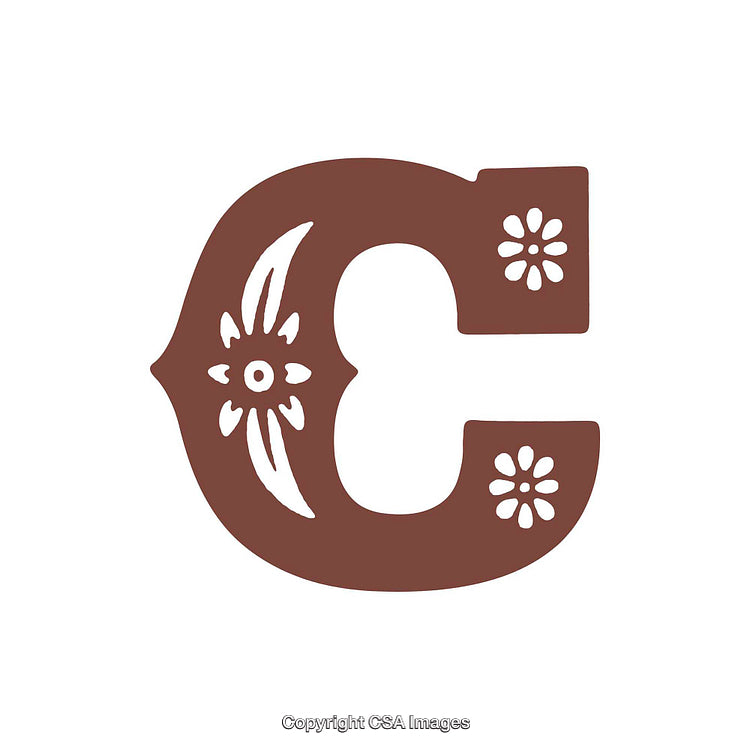 Decorative Letter C Design with Floral Intricate Patterns