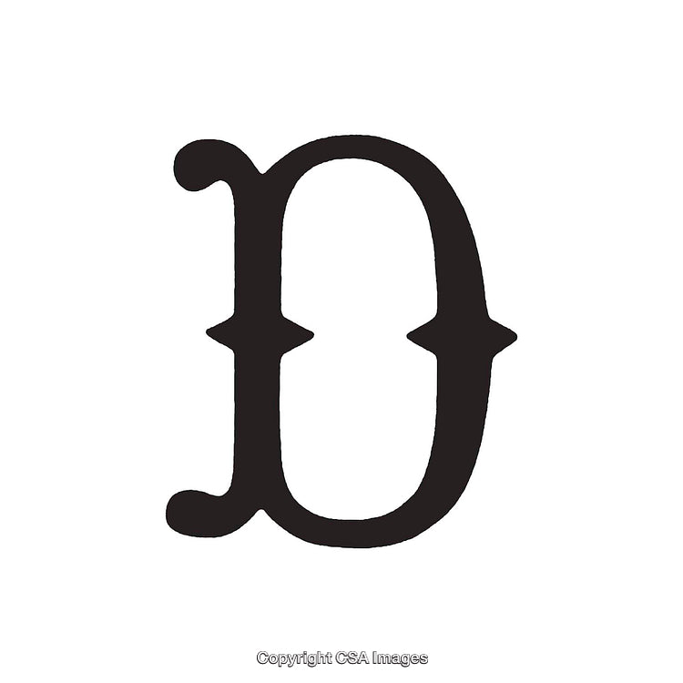 Bold Black Letter D Symbol in Minimalist Style
