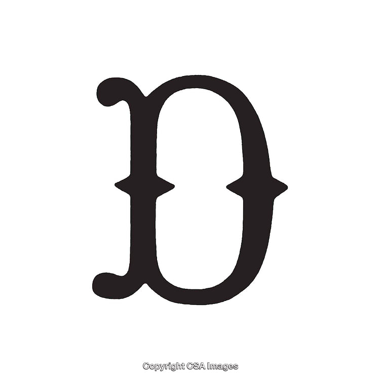 Bold Black Letter D Symbol in Minimalist Style