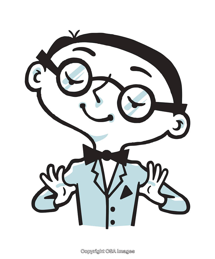 Playful Cartoon Character in Glasses and Suit Smiling Cheerfully