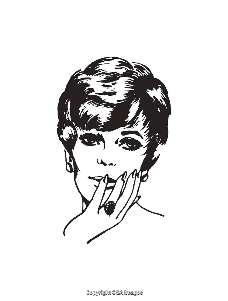 Elegant Line Art Portrait of a Stylish Woman in Black and White