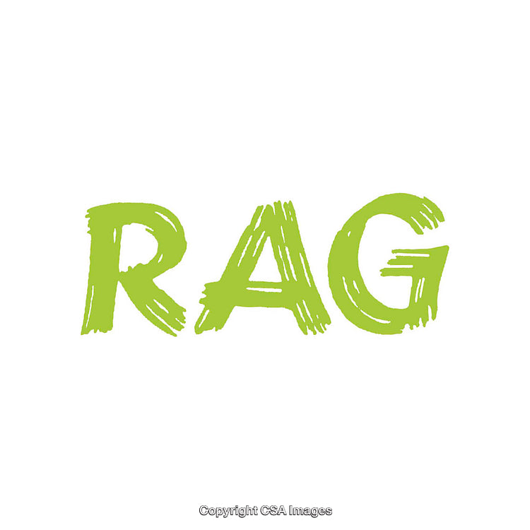 Stylized Green Text on White Background Displaying the Word "Rag"