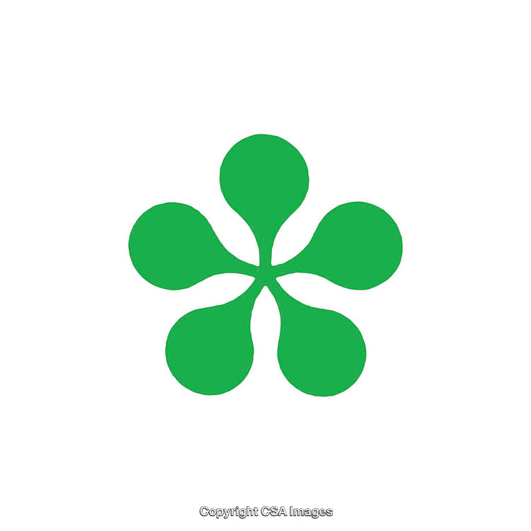 Abstract Flower-Shaped Green Symbol on a Plain White Background