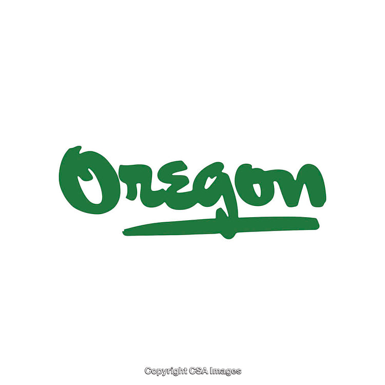 Bold Green Handwritten Oregon Logo on a White Background