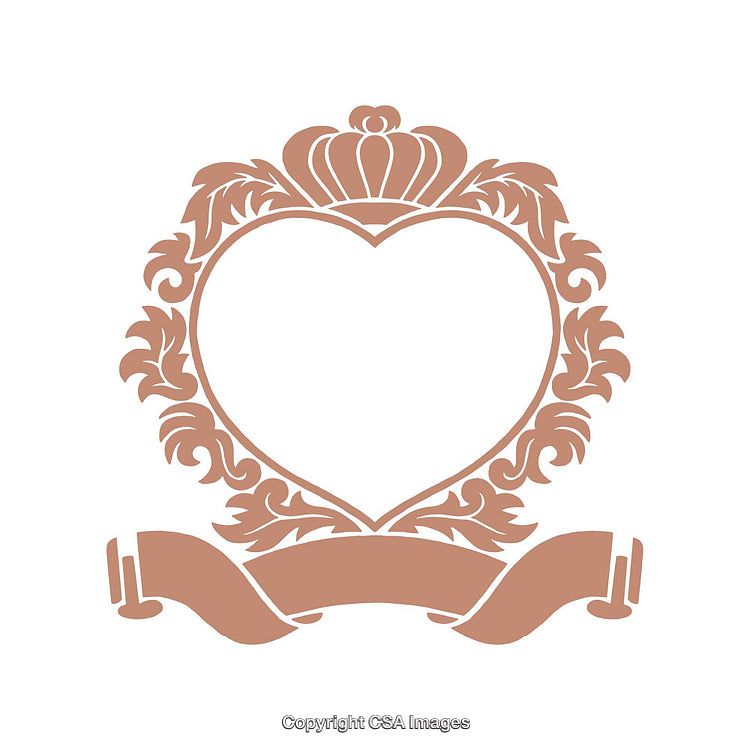 Elegant Decorative Heart Frame with Ornate Crown and Ribbon Design
