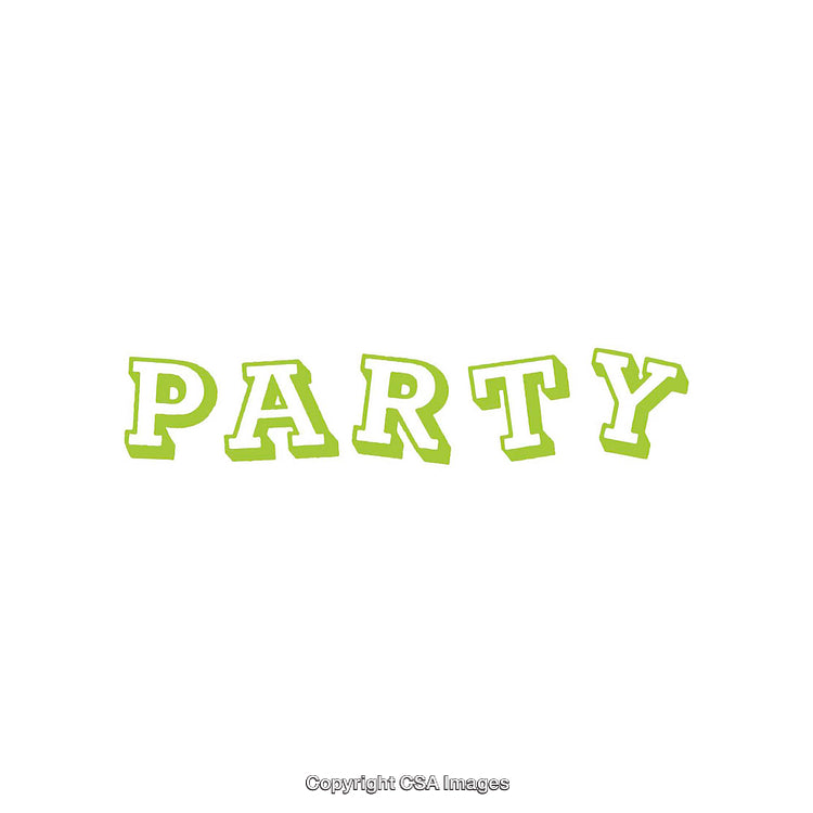 Text Illustration Depicting the Word 'Party' in a Green Playful Font