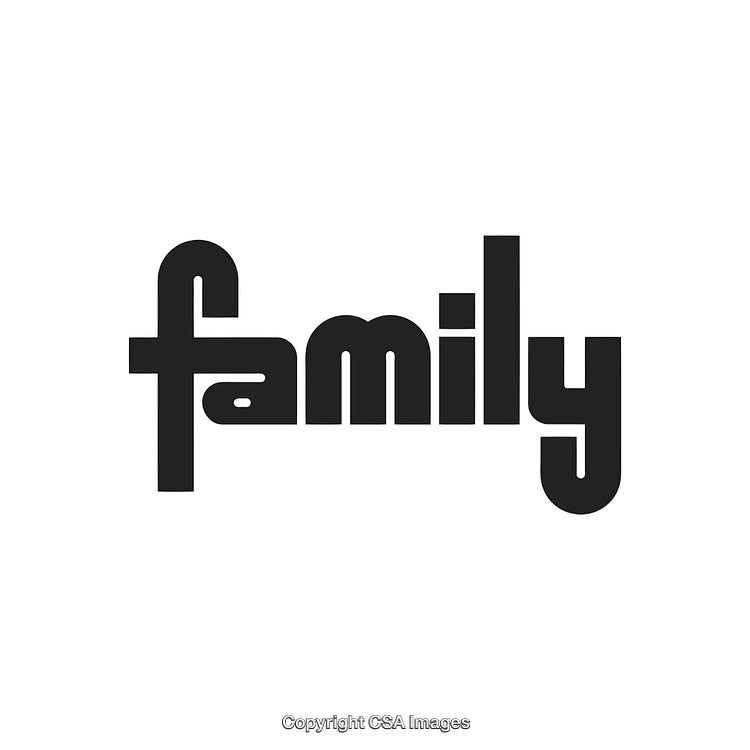 Typography Design Showcasing the Word 'Family' on a White Background