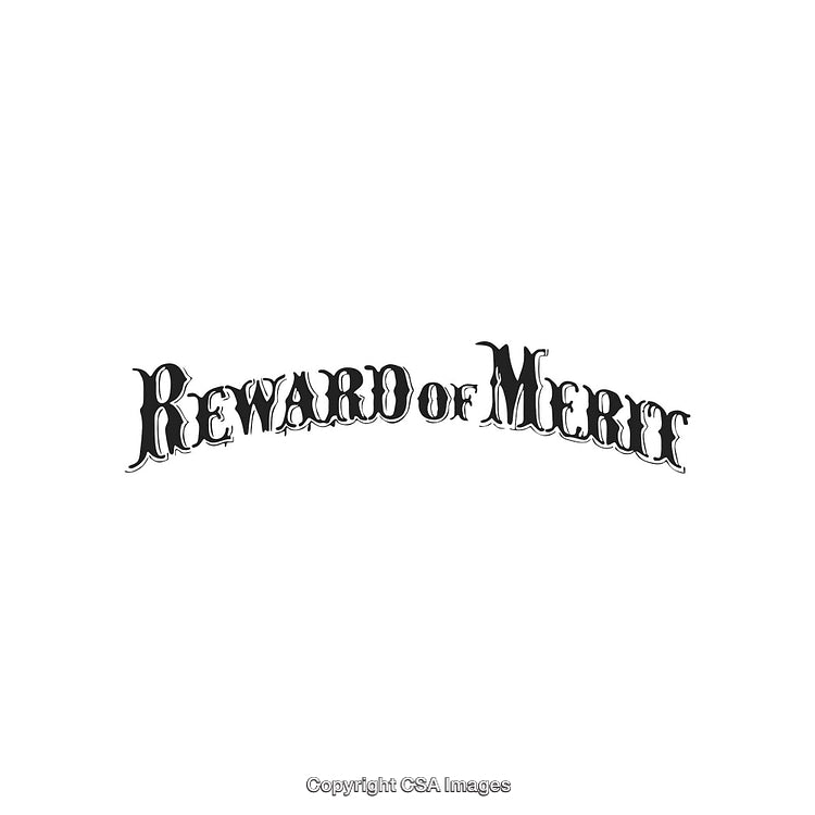 Reward of Merit Text with Decorative Style on White Background