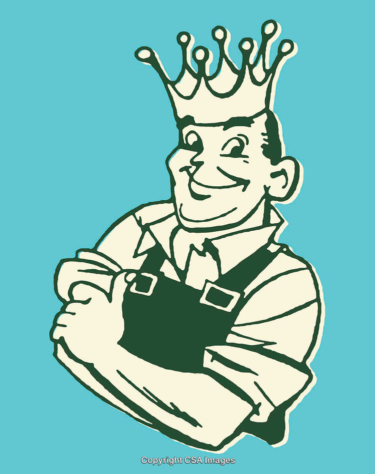 Retro Style Illustration of a Crowned Character With Bold Expression