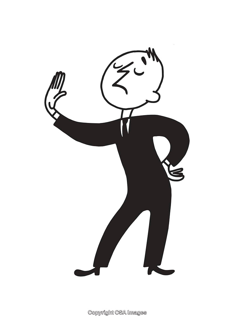 Black and White Line Art of a Confident Business Person in Suit