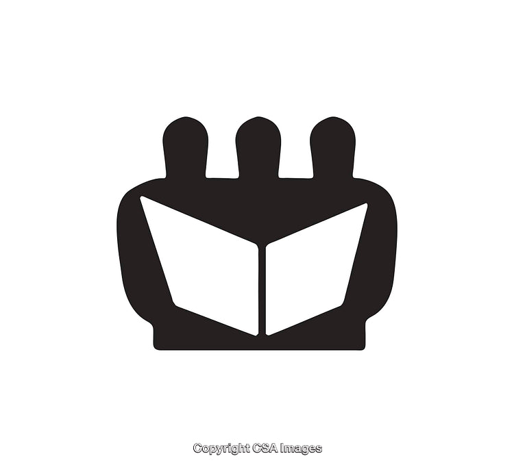 Black and White Group Reading Book Icon Design