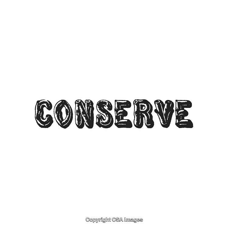 Monochrome Text Illustration with Emphasis on Conserve in Grunge Style