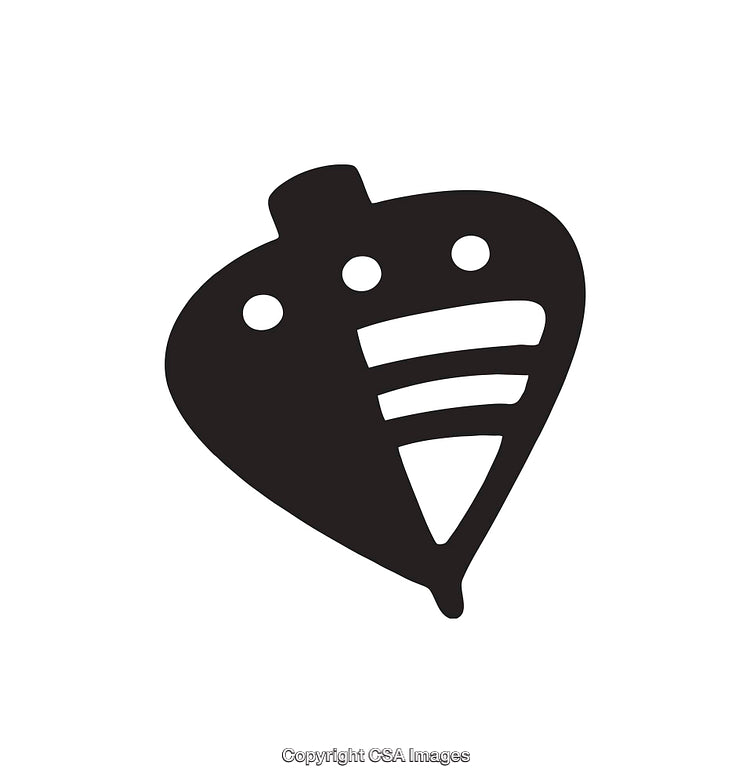 Black and White Illustration of a Simple Spinning Top Silhouette