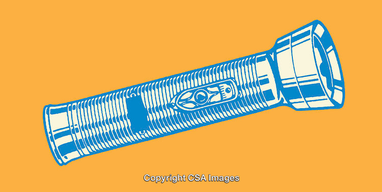 Color Line Art Illustration of a Flashlight on Orange Background