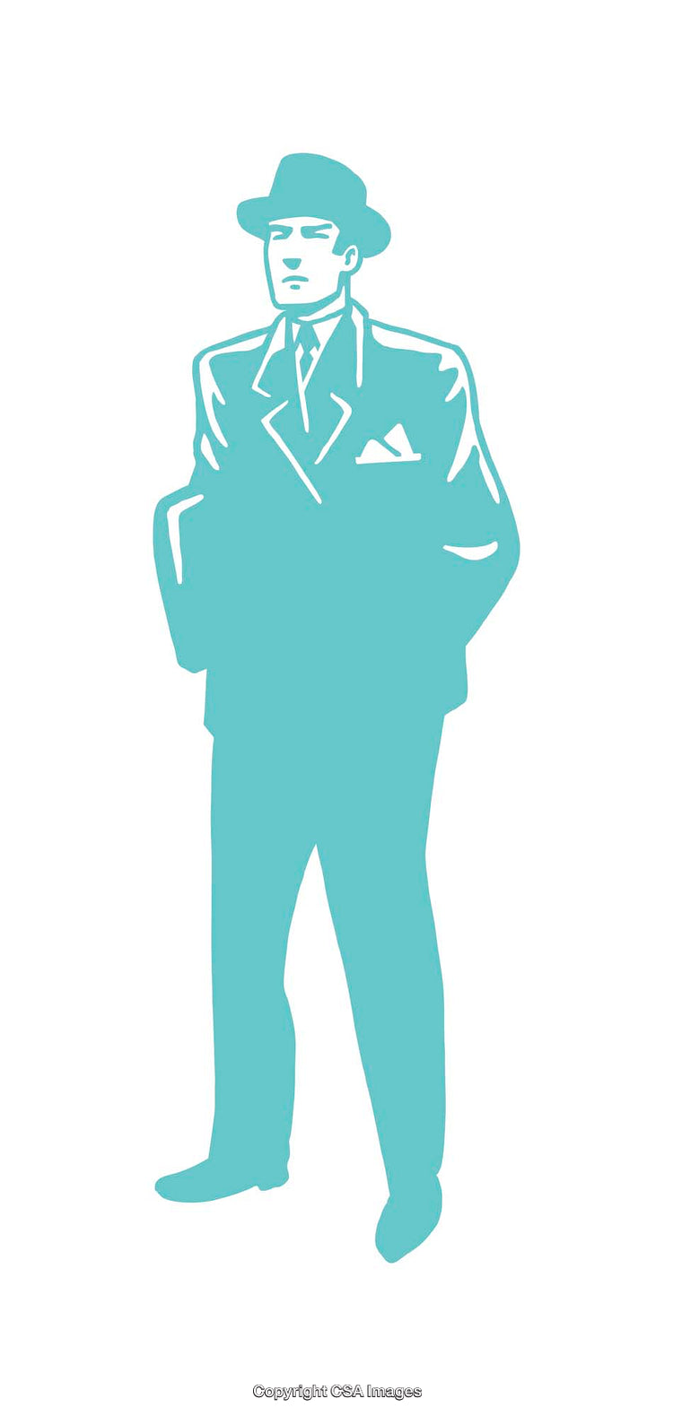 Stylish Silhouette of a Man in a Suit and Hat
