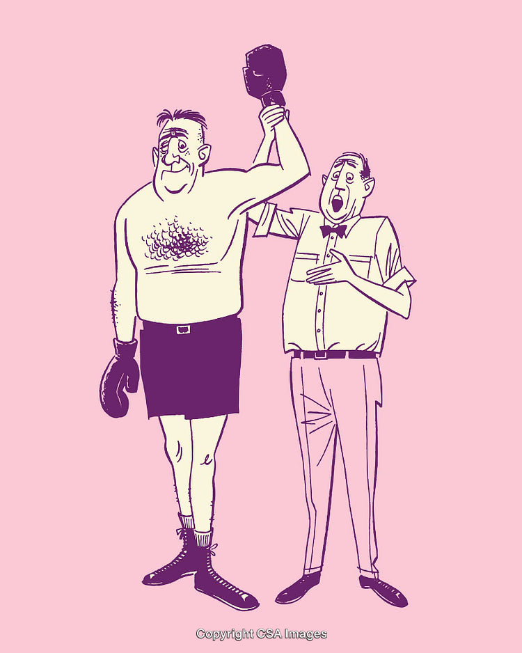 Cartoon Style Illustration of Boxer Winning Championship