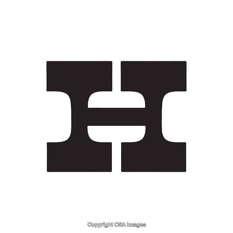 Letter H in Bold Monochrome Design on White Background